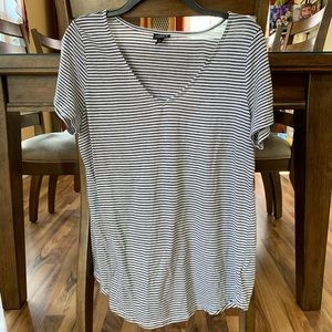 3 for $25 - Black and White Striped V-Neck